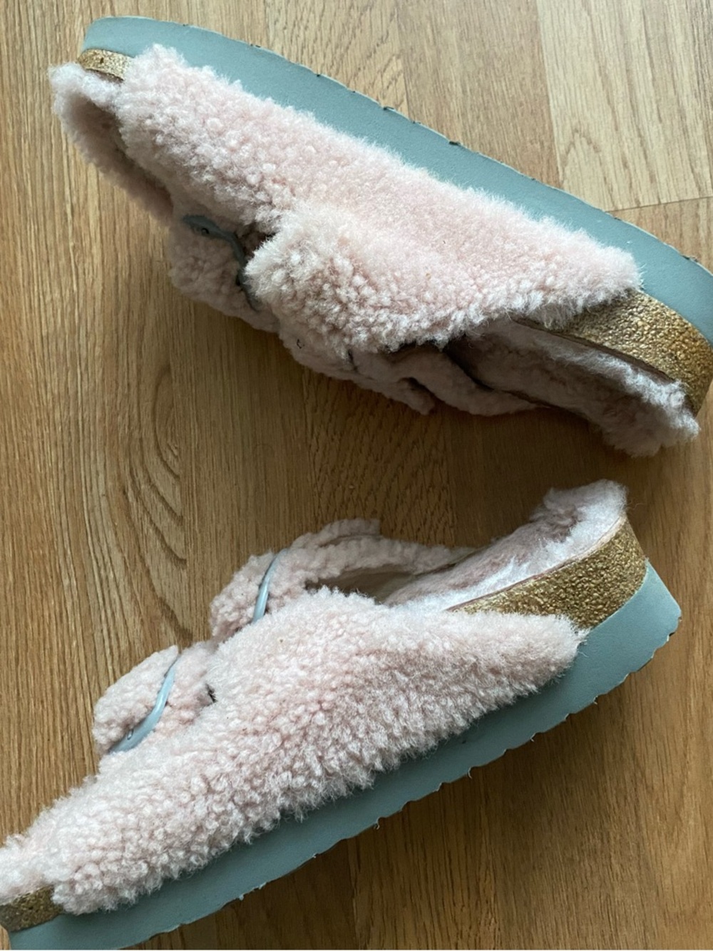 Papillio Plush Shearling Slide Sandals in Blush - Picture 4 of 5